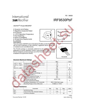 IRF9530PBF datasheet  